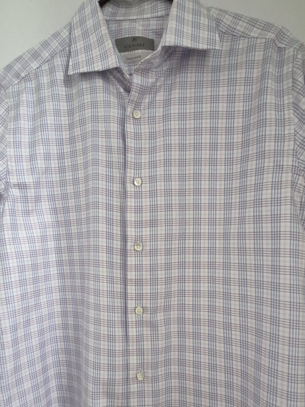 Canali Men's Light Purple Plaid Dress Shirt